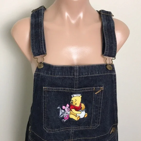 Disney Pooh Bear Piglet Denim Overalls Embroidered - Picture 2 of 9